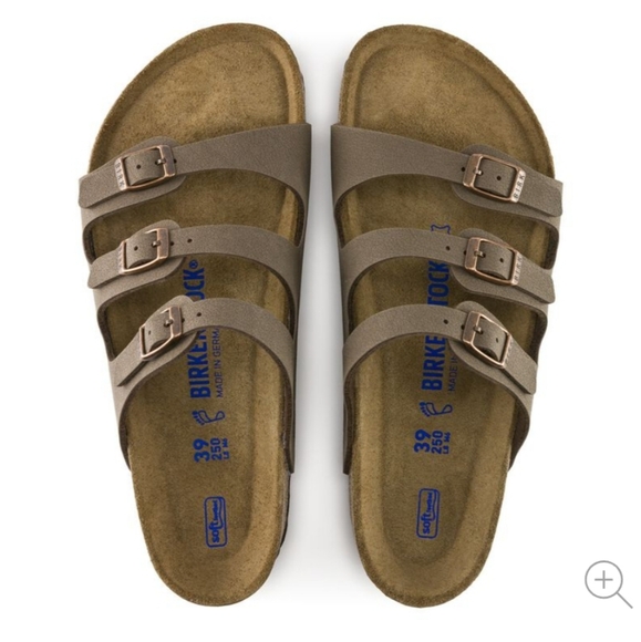 Birkenstock Florida Three Strap Soft Footbed Sandals Birkibuc Mocha Size 37/38 - Picture 2 of 12